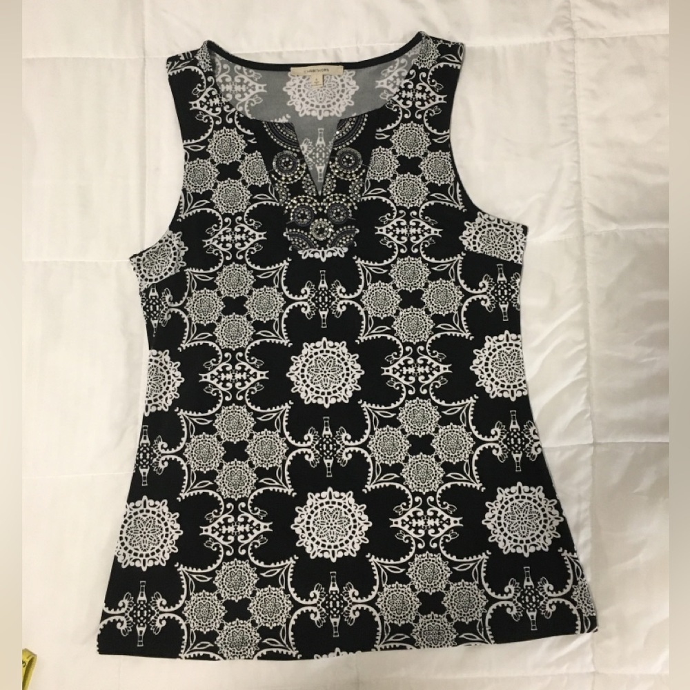 Medallion Patterned Top W/Beading